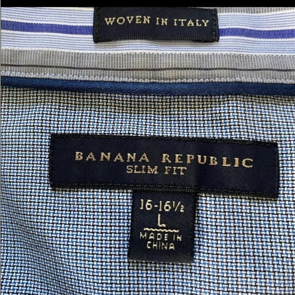 Banana Republic Blue/Gray Long Sleeves Dress Up Cotton Shirt, Sz: L (16-16 1/2)